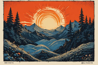 create artistic linocut illustration