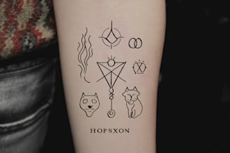 create minimalist line art tattoo with my style