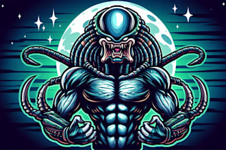 make alien monster logo with t shirt in just 24 hours