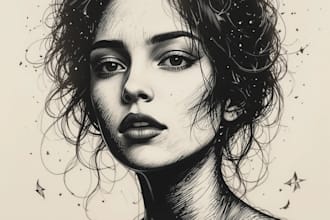 make custom portrait in linocut style