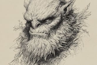 draw monster or fantasy creature in sketch illustration