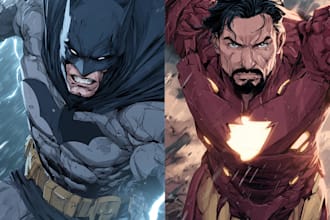 draw you dc or marvel style comic book and superhero