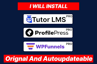install tutor lms pro, profilepress , wp funnels