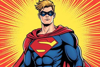 illustrate a superhero pop art portraits