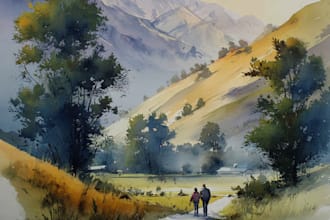 paint landscapes in watercolor