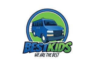design fun cool blue van illustration appeal kids logo