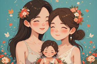 illustrate a romantic family couple portrait