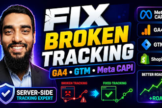 audit, fix and setup ga4, GTM, and server side tracking capi