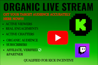 do kick and twitch promotion, yt promotion kick live views and partnership