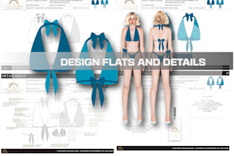 create a highly detailed tech pack for swimwear designs