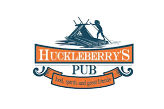 design creative huck finn floats and pub logo