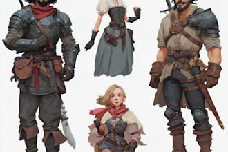 dnd party art or dnd character art