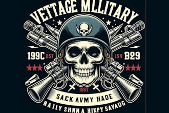 vintage military skull mascot logo custom t shirt design