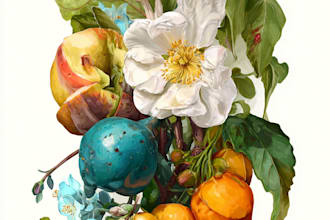 draw botanical illustration of plants and flowers