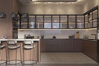 create farmhouse kitchen 3d realistic render