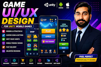 design professional game UI UX for unity mobile games