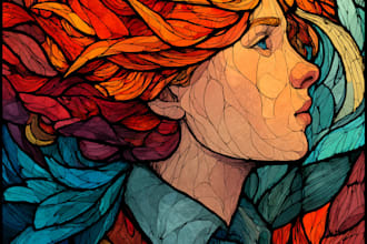 draw colorful stained glass style art for commercial use