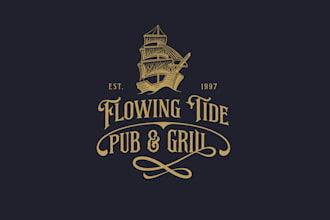 design good times flow nautical pub logo