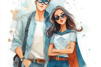 create amazing watercolor couple portraits