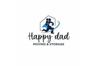 design happy dad moving storage logo