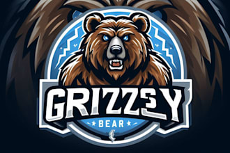create modern grizzly bear logo with t shirt illustration