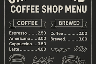 design an attractive coffee shop and restaurant menus