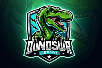 make unique dinosaur logo with t shirt concept