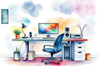 hand drawn artistic watercolor art