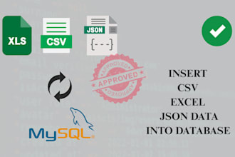 import excel, CSV, or json data into mysql database