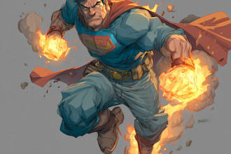 illustrate a superhero comic and marvel character
