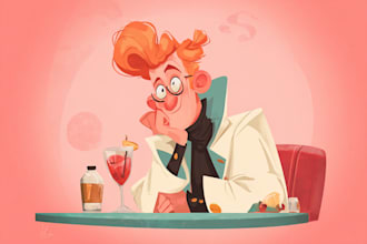 draw retro vintage illustration cartoon character