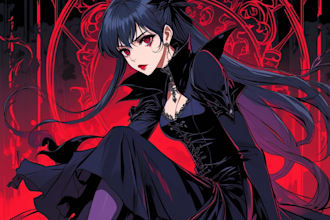 create dark and gothic anime art in unique style
