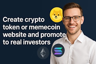 create crypto token, memecoin website and promote to real investors