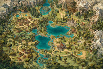 create a fantasy map illustration or site in illustrator