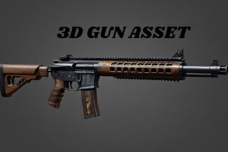 design 3d gun model, pbr weapon, military gun model animation and game