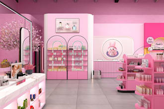 do cosmetic store,racks,jewelry shop,vectorwork model,cgi3d rendering,gameroom