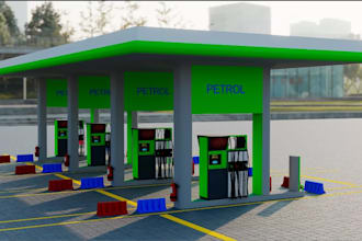 3d filling station, oil station,gas station interior, petrol station,park, plaza