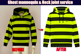 do ghost mannequin, apparel photo, neck joint, dummy retouch editing service