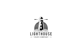 create a bold lighthouse logo for maritime and coastal brands