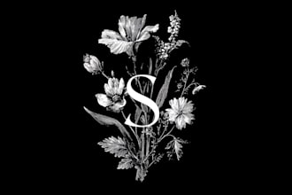 do botanical illustration of flower illustration logo