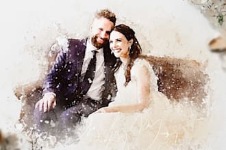 watercolor couple marriage engagement wedding portrait wall art gift