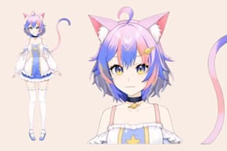 design vtuber model rigging live2d vtuber character for streaming anime style