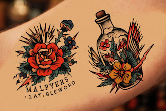 do illustration in traditional tattoo or old school  tattoo design