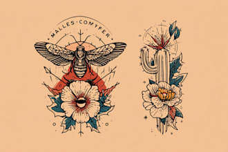 design a stunning minimalist lineart tattoo for you