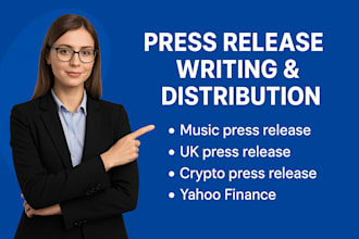 write and distribute press release on yahoo finance and top media