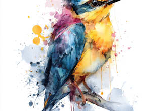 paint a bird, animal, insect illustration on watercolor