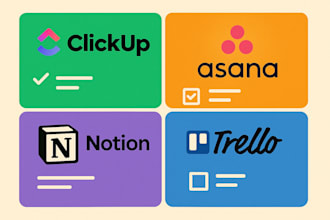 set up and automate workflows in clickup, monday CRM, notion, trello, hubspot