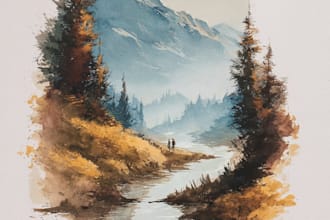 paint original watercolor landscape painting