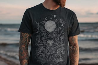 have a custom illustrated graphic t shirt design