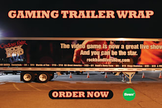 design gaming trailer wrap, van wrap, bus wrap, car wrap, truck wrap designs